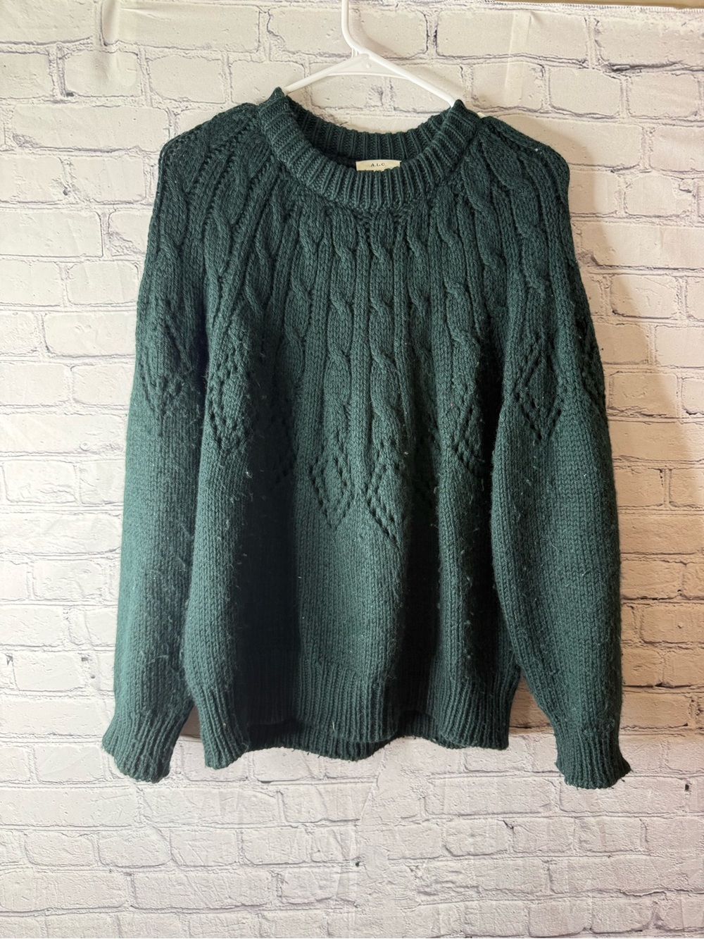 A.L.C Montie sweater Forest Green Cable Knit Crewneck Sweater XS